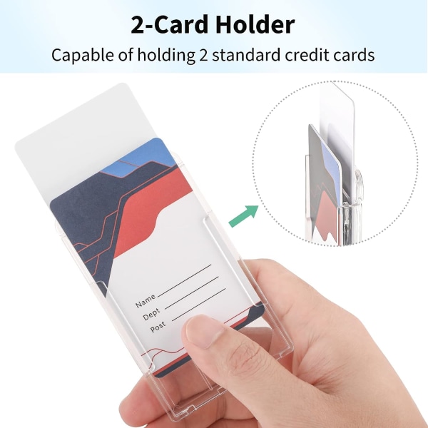Vertikal 2-korts ID-hållare med tumöppning Hård genomskinlig PC- case för kontors skol-ID Kreditkort Körkort och pass, 2-pack