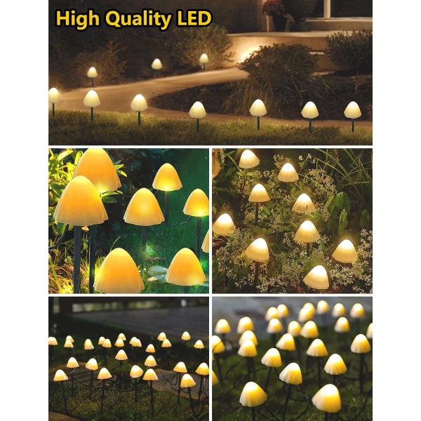 20 st LED-solar trädgårdsljus, 8 lägen utomhus svamp gatubelysning, 5m/16.4ft trädgårdslandskap Stake Light