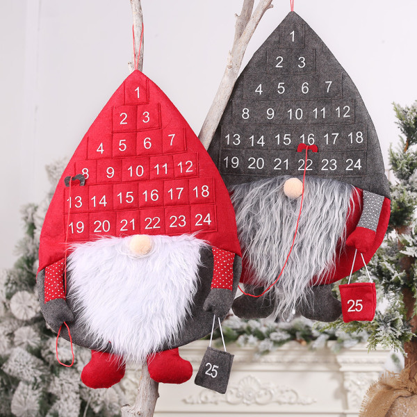 Juladvents kreativa kalender, Nordic Forest Old Man Calendar Rudolph Countdown Calendar, Christmas Home red