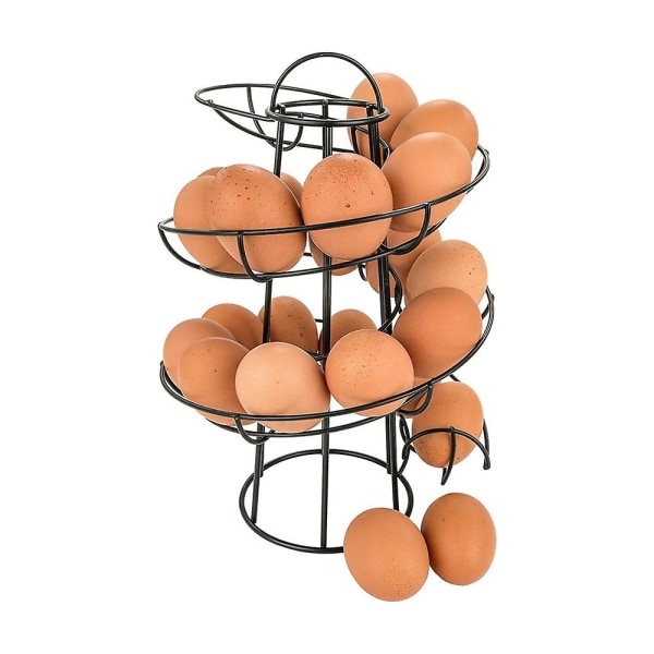 Äggdispenser, Spiral Egg Spiral Design, Ägghylla sparar cirka 30-36 ägg black
