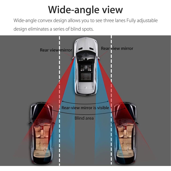 2st Döda vinkel sidospegel, vattentät HD glas Döda vinkel speglar, justerbar 360° vidvinkel sido bak Universal bil lastbil SUV Trafiksäkerhet