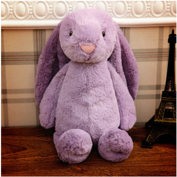 Bunny doll plyschleksak långa öron kanindocka, semesterpresent för barn purple 30cm