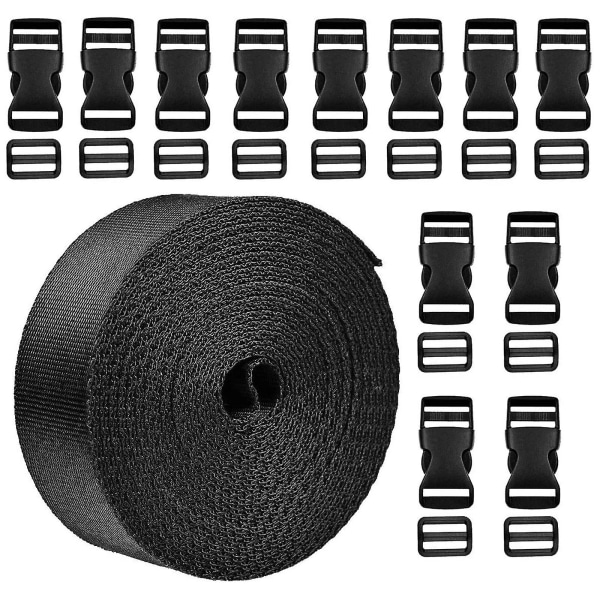 Ryggsäckstillbehör Kit Spännen Remmar Set Nylon Webbing Band Band Tri-glide Slide Clip Spänne Justerbart verktyg