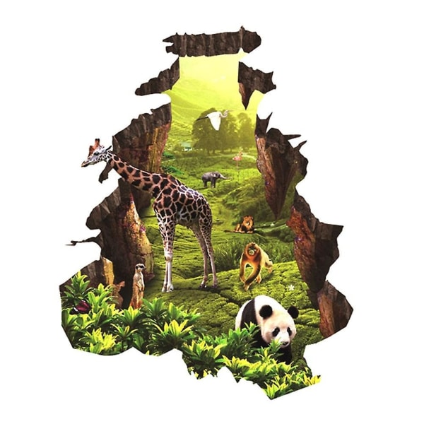 3d Skogsdjur Panda Giraffe Väggdekaler För Vardagsrum Sovrum Barnrum Inredning