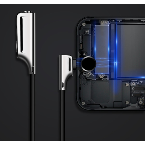 Headsetadapter Apple-telefon, Apple-adapter för telefonuttag, 2-i-1-adapter med dubbla uttag kompatibel med Xs/xr/x/8/7/pad för alla iOS black