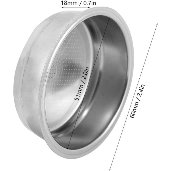 51 mm filterkorg, återanvändbar i rostfritt stål