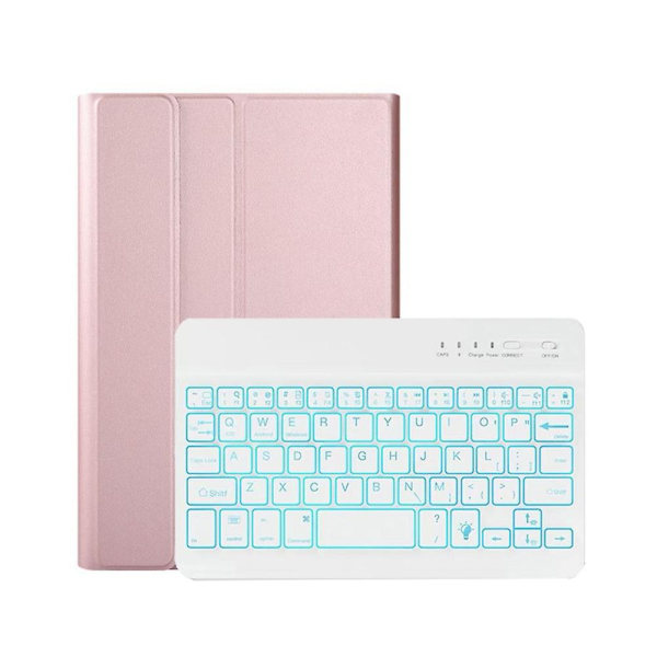 Case med Bluetooth lysande tangentbord Pu case Lämplig för Tab Lite 8,7 tum, rosa