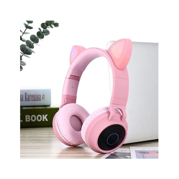 Trådlösa Bluetooth hörlurar för barn, Cat Ear Glow-hörlurar, Trådlösa hörlurar för barn - Rosa