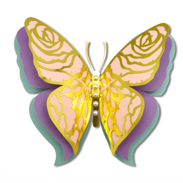 Väggklistermärken 3d tredimensionell ihålig fjäril Väggdekal Fyra lager pärlpapper Fjärilsbröllopsdekoration Fjärilsdekor