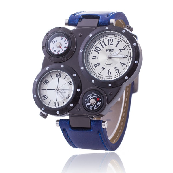 Mode Watch Utomhussport Vattentät Dual Movement Watch Utomhussport Termometer Kompass Watch b