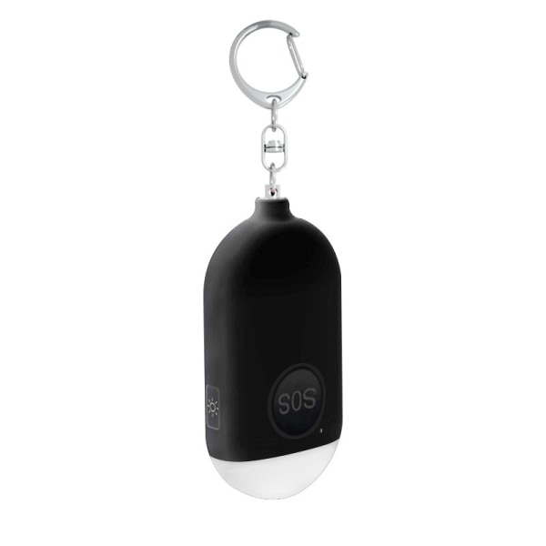 Uppladdningsbar Anti-Assault Pocket Larm Nyckelring Säkerhet Självförsvar Siren med LED-ljus black
