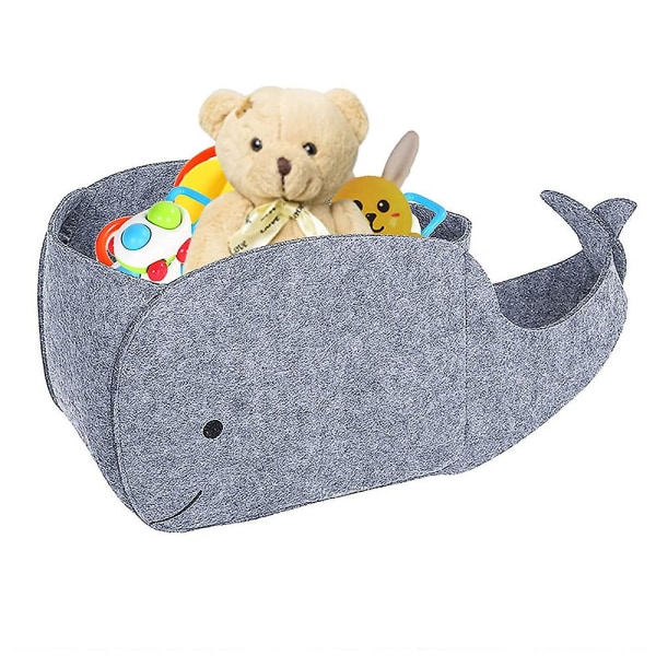 Little Whale förvaringsväska Grå barnleksaker Söta tecknade kläder Skräp Vikbar filt förvaringsväska 20*41*17cm