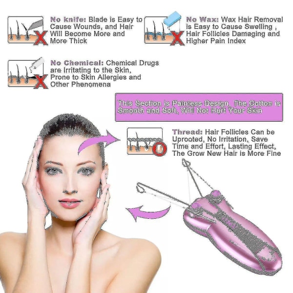 Damer Ansiktshårborttagningsmedel Elektrisk skönhetsepilator för kvinnor Ansiktstrådning Hårborttagning Rakapparat Ansiktsmassageapparat Pull