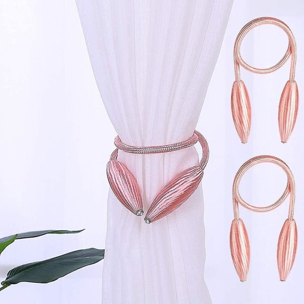 2-pack Gardinbindare Clips/dekorativa rephållare, kreativa fönsterdraperier Twist Tie, Gardinhållare (rosa)