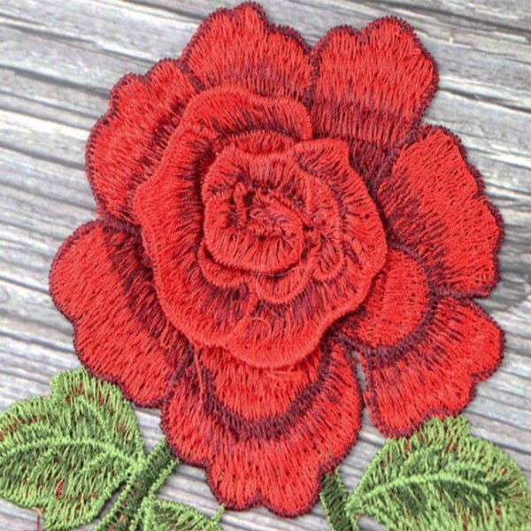 Klädtillbehör Färgbroderad spets tyglapp Etnisk jeanskläder tyg Vattenlöslig blomma (röd) red