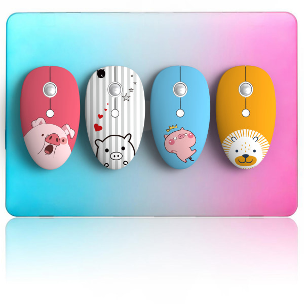 Tecknad trådlös mus Mute-spel Optoelektronisk liten bärbar tecknad kontorsmus pink