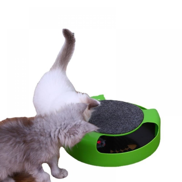 Interaktiv kattleksak, fånga musen kattleksak med en löpmus och en skrapa, Cat Scratcher Catnip-leksak, kvalitetskattleksaker green