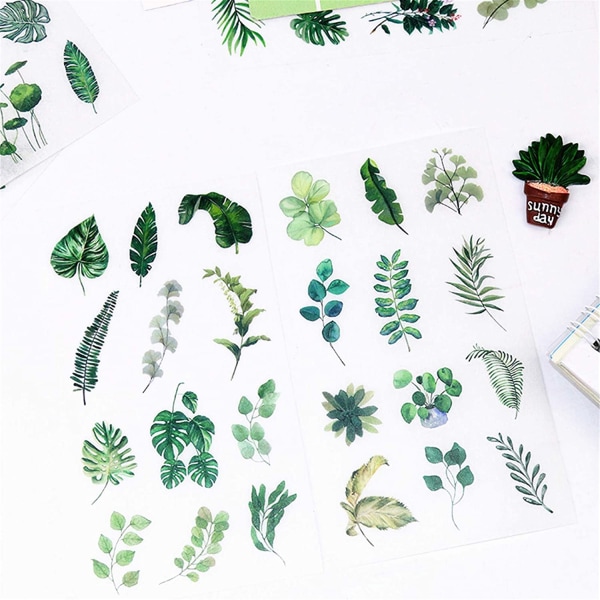 12 klistermärken gröna växter blad blommor fotoalbum