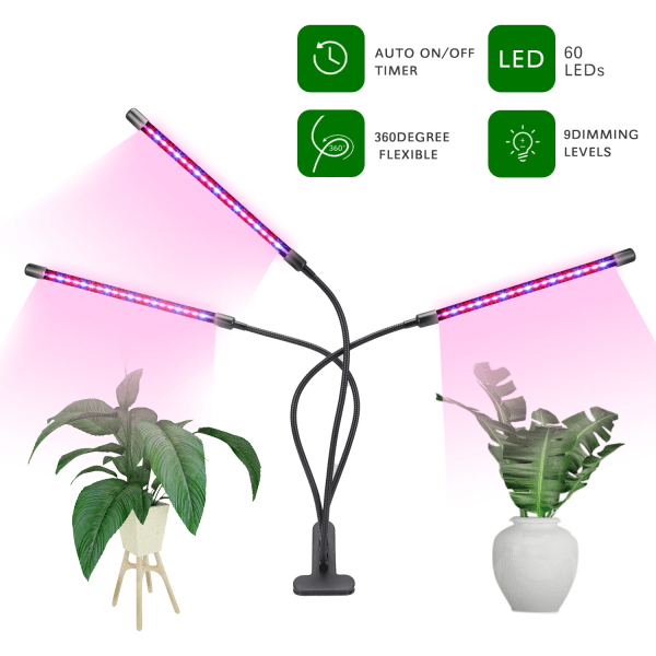 Växtlampa, 60 LED fullspektrum odlingslampa, växtljus