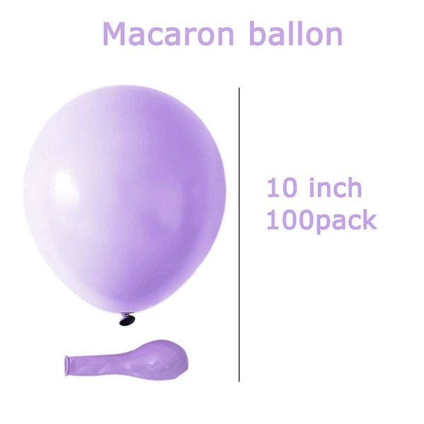 Sunshine Smile 100-pack pastellballonger, färgglada ballonger, heliumballonger, latexballonger, färgglada ballonger, lila