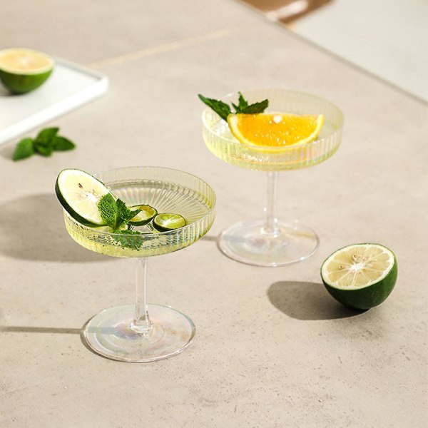 Martiniglas, set med 4 kreativa randiga cocktailglas, för champagnevin