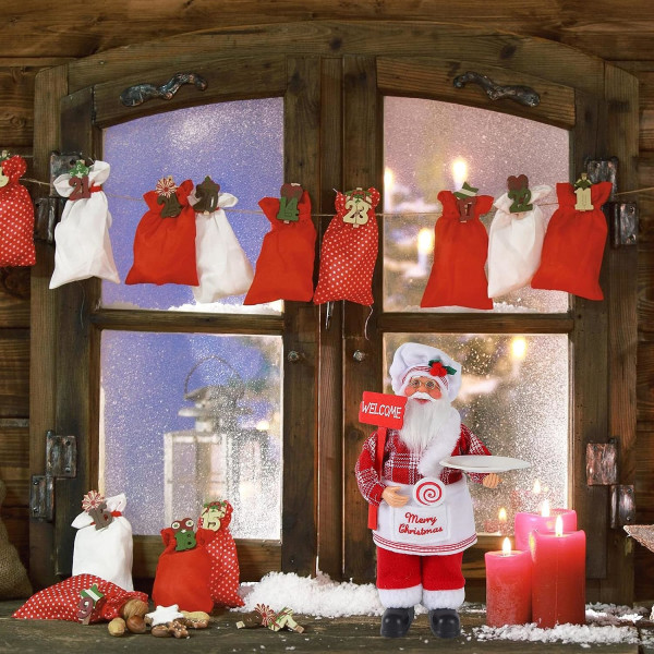 Santa Staty Santa Claus Juldekorationer Stående kock dekorera presenter