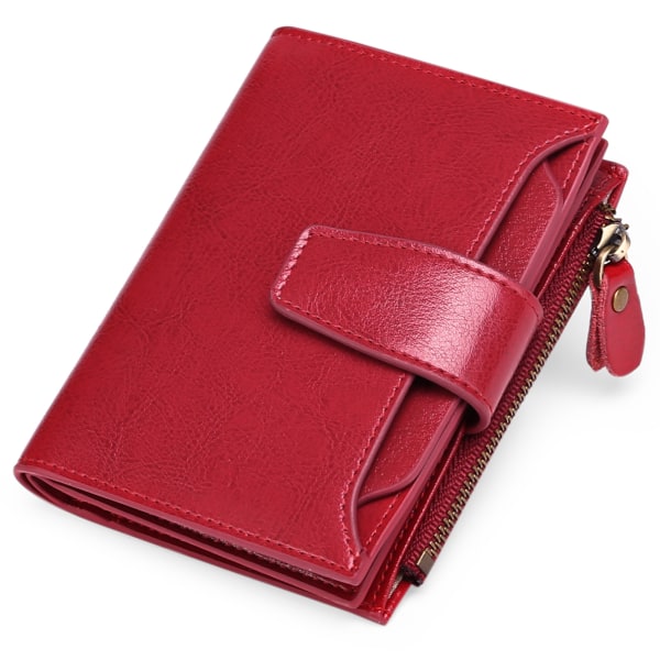 Röd liten plånbok för kvinnor Kompakt blockerande liten plånbok för kvinnor i äkta läder blue