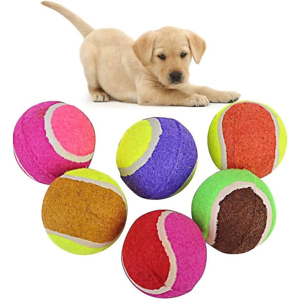 6 st Pet Dog Chew Toy Tennis, Pet Cat och Kattunge Toy (slumpmässig färg)