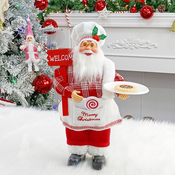 Santa Staty Santa Claus Juldekorationer Stående kock dekorera presenter