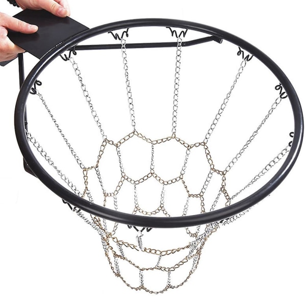 Metallbasketringnät, järnkedja, korgarmnät, galvaniserat basketnät i två färger, icke-rostfritt stål