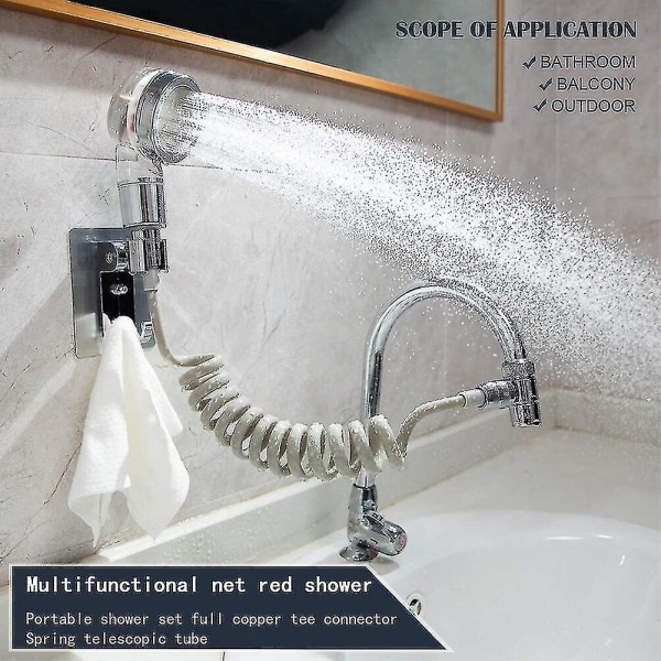 Multifunktionell kran kran duschmunstycke badrum spray avloppsfilterslang