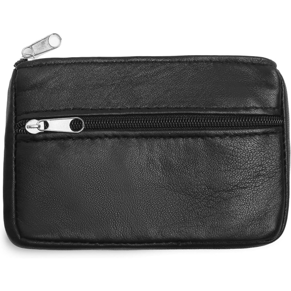 Myntväska för kvinnor, miniplånbok i äkta läder med hållare för nyckelring