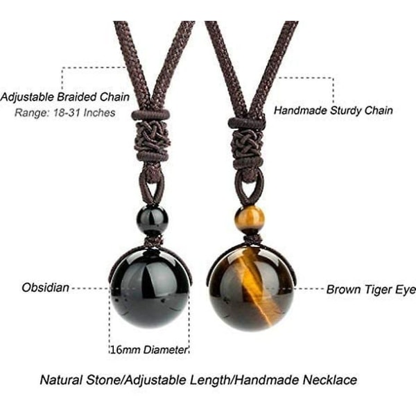 Naturligt tigeröga stenhalsband för kvinnor män högkvalitativt runda pärlor Hängen Halsband Mode repkedja Lucky Smycken