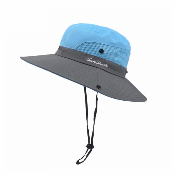 Kvinnors UV-skyddshatt för utomhusbruk Vikbar Mesh hatt med bred brätte för strandfiskehatt blue