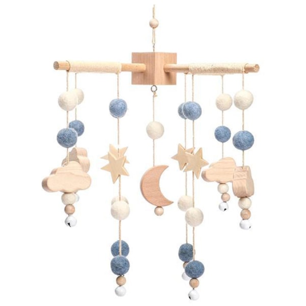 Baby Star Moon Bed Bell Star Sky Filt Ball Pendant Handgjord Comfort Wind Chime blue