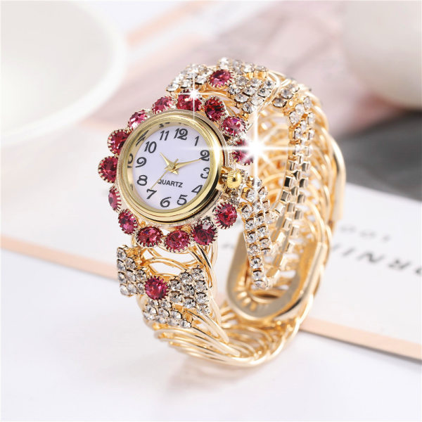 Koreansk version trend mode watch diamant digital quartz armband watch för kvinnor pink