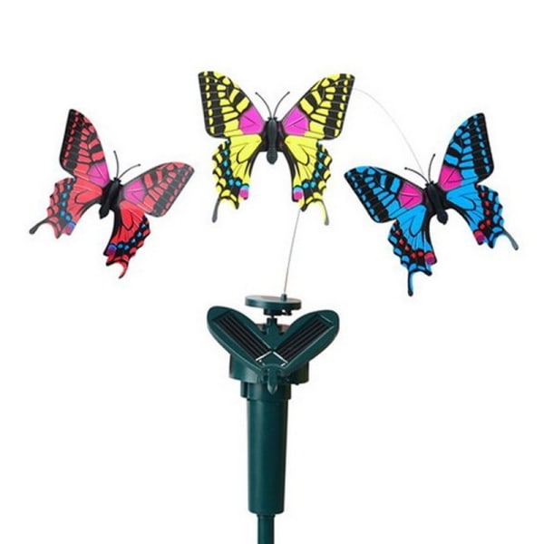 3X Solar Fliegende Flatternde Schmetterlinge,Bunte Gartenschmetterlinge (Solar/Batterie) Power,Gartenschmuck Lebendige Simulation Schmetterling
