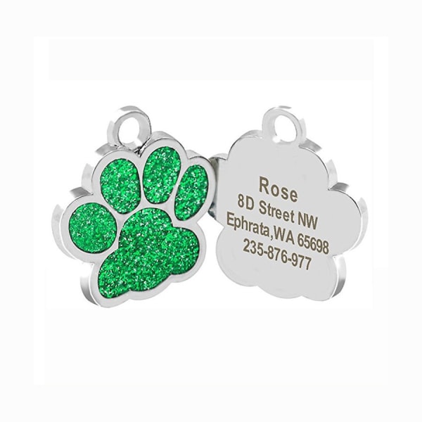 Hund Katt namnbricka Personlig anpassad graverad husdjur ID-etiketter Rostfritt Flerfärgad green