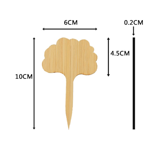 30-delade etiketter för bambuväxter Växtetiketter Trä Trädtyp för krukväxter i trädgården (3,9 x 2,4 tum)