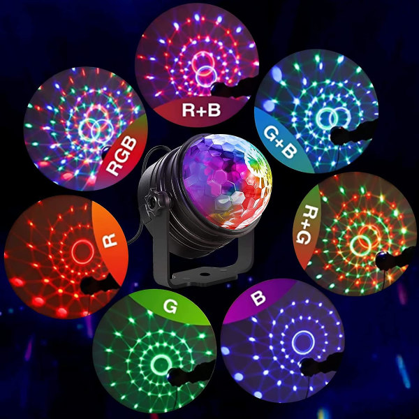 Fjärrkontroll LED små magic fläktar du kristall magic bollljus färgglada röstaktiverade roterande scenljus Europeiska bestämmelser