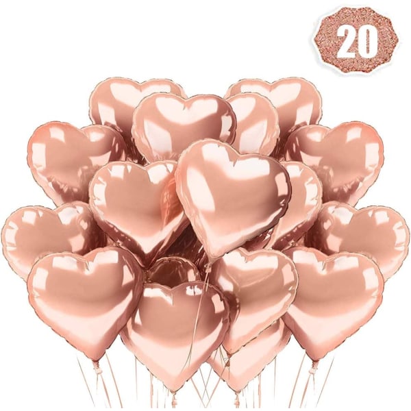 Hjärtfolieballongpaket med 20 ballonger