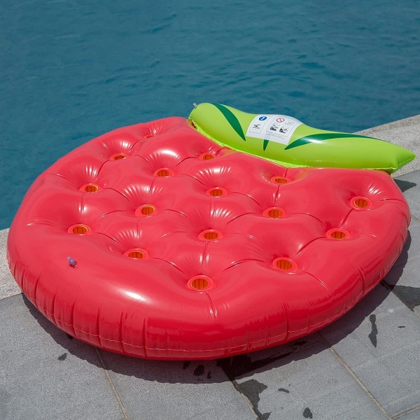 Uppblåsbar jordgubbe flytande flotte vatten luftkudde vilstol förtjockad simning extra uppblåsbar säng fåtölj