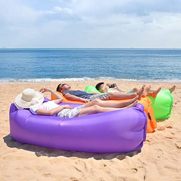Utomhus lazy uppblåsbar soffa Uppblåsbar säng Bärbar luftsovsäck Enkel hopfällbar campingluftkudde (1 st) purple
