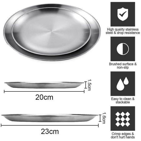 2st serveringsfat i rostfritt stål Oval bricka Rund serveringsbricka i rostfritt stål