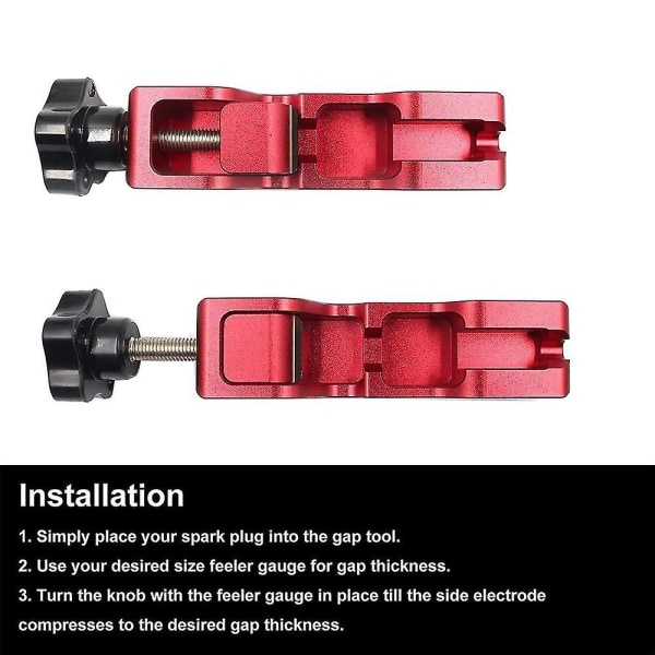 Plug Gap Tool Kit Kompatibel med de flesta 10 mm 12 mm 14 mm 16 mm pluggar, (röd + känselmått)