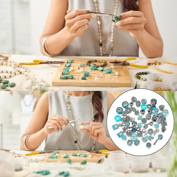 50 st Stora hål Metallpärlor Berlocker Hantverk Spacer Beads Europeiska pärlor Lös Spacer För Gör-det-själv Armband Smyckenstillverkning