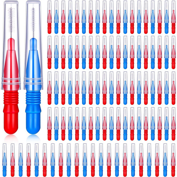 100 st interdentalborstar tandpetare tandborste munhygien red+blue