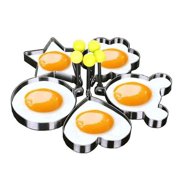 5 st Set Stekt ägg Ringar Form Non Stick Griddle Pan, Egg Shaper Pancake Maker