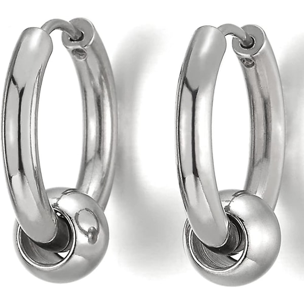 Rostfritt stål bollomslutande gångjärn ringformade örhängen för män och kvinnor