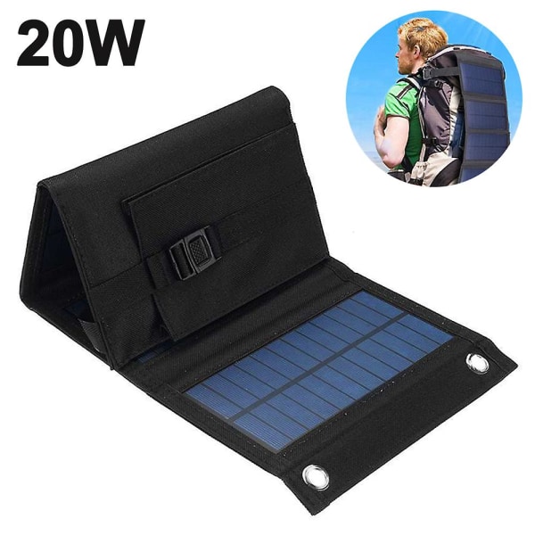 Solpaneler 20w Premium monokristallin hopfällbar solcellsladdare kompatibel med solgeneratorer, telefoner, surfplattor, för utomhusaktiviteter